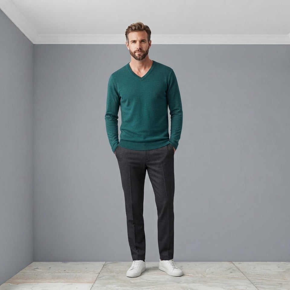 Alfani Men's Deep Teal Classic V-Neck Knit Sweater