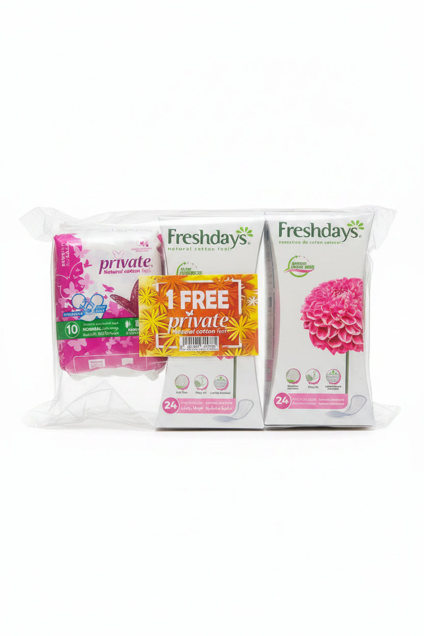 Freshdays Natural Cotton Feel 2pcs Normal Scented 24+Private Normal 10 Pads | Freshdays In Lebanon