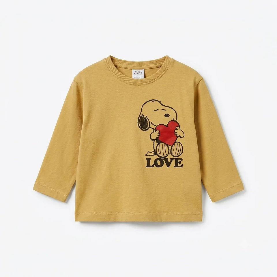 Zara Baby Girl's Tan Puppy Love Cotton Blouse | Zara In Lebanon