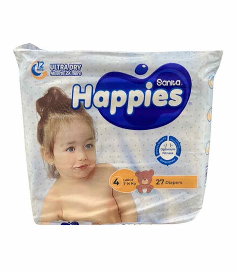 Sanita Happies premium Large Optimum Fitness Diapers Size 4 (7-14 KG) *27 Diapers | Sanita In Lebanon