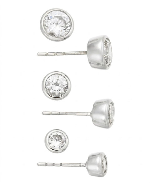 On 34th Women's Silver 3-Pc. Set Cubic Zirconia Stud Earrings | On 34th In Lebanon