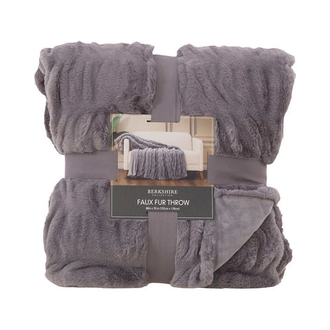 Berkshire Collection Faux Fur Plush Throw Blanket, 60"x70", Gray |Berkshire Collection In Lebanon