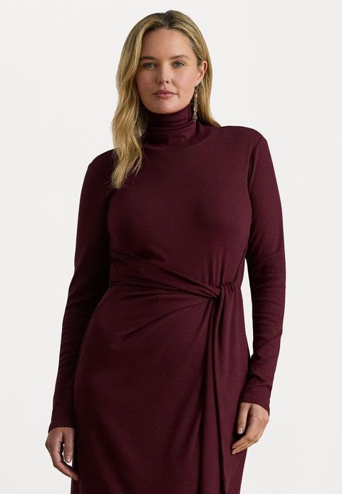 Lauren Ralph Lauren Women's Plum Tie-Front Turtleneck Dress | Lauren Ralph Lauren In Lebanon
