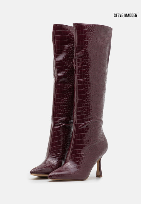 Steve Madden Women's Wine Croco Jazz Up Knee Heeled Boots |Steve Madden in Lebanon