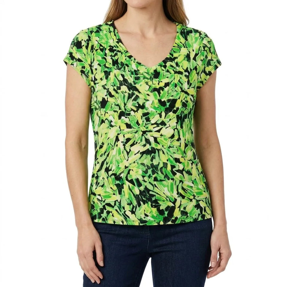 Kasper Women's Green & Black Sleeveless Blouse
