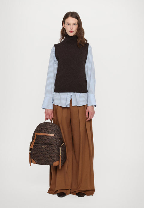 Michael Kors Women's Brown Prescott Large Signature Logo Print Woven Backpack | Michael Kors In Lebanon