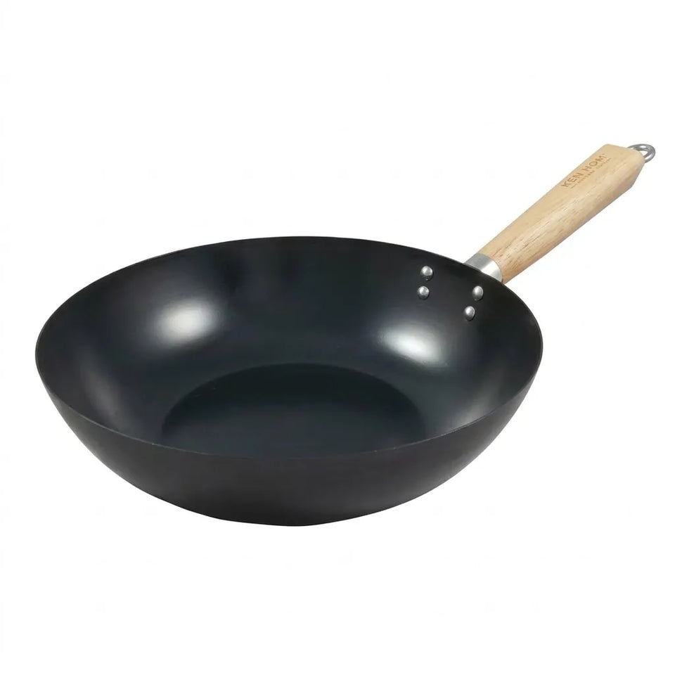 Imusa Frying Carbon Steel Wok With Wooden Handel Pan