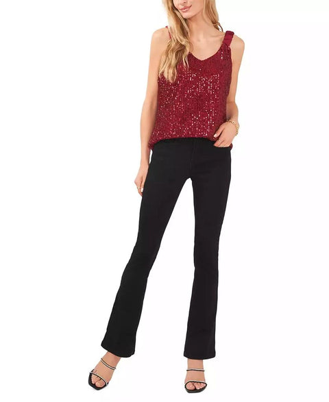 Vince Camuto Women's Burgundy Sequin V-Neck Sleeveless Blouse | Vince Camuto In Lebanon