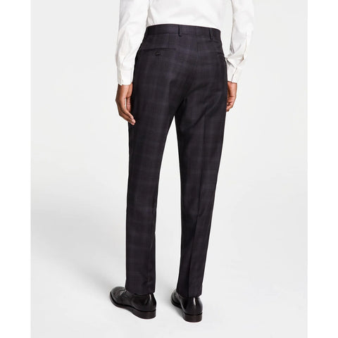 Michael Kors Men's Dark Gray Checked Plaid Classic-Fit Wool-Blend Stretch Pant | Michael Kors In Lebanon