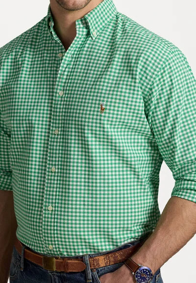 Polo Ralph Lauren Men's Green & White Big Tall Oxford Shirt | Polo Ralph Lauren In Lebanon