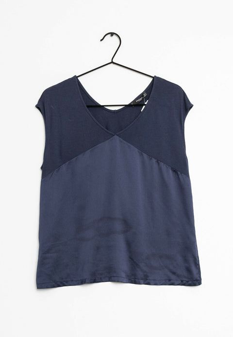 Mango Women's Navy Satin Cap-Sleeve Blouse |Mango In Lebanon
