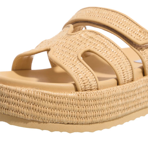 Steve Madden Women's Beige Nat Raffia Bigmissile Slide Sandals | Steve Madden In Lebanon