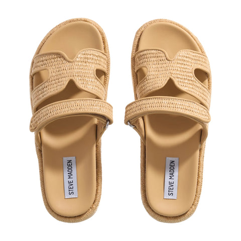 Steve Madden Women's Beige Nat Raffia Bigmissile Slide Sandals | Steve Madden In Lebanon
