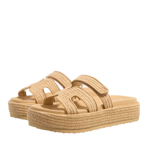 Steve Madden Women's Beige Nat Raffia Bigmissile Slide Sandals | Steve Madden In Lebanon