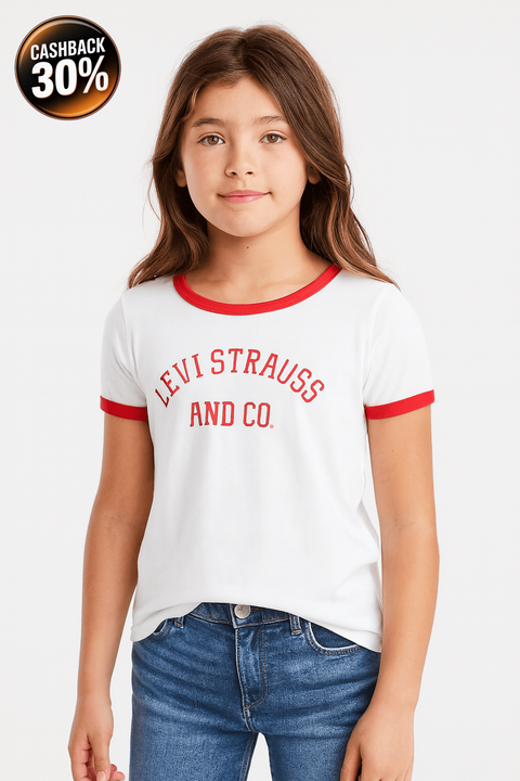 Levis Girl's White T-Shirt ABFK439