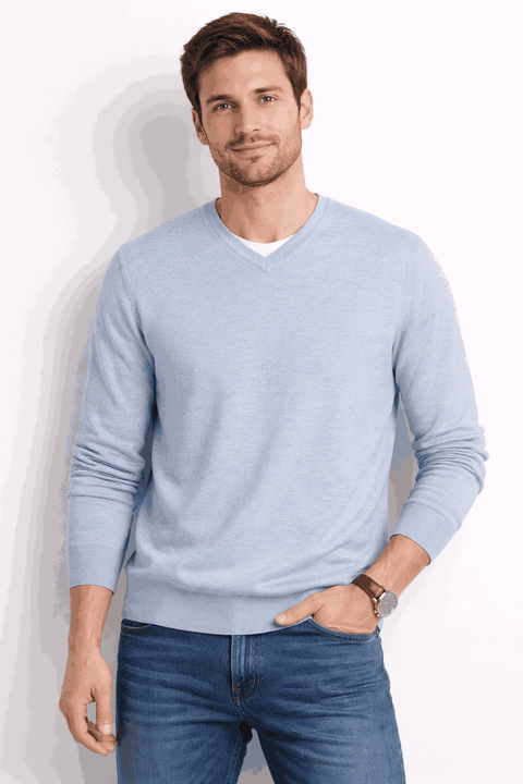 Celio Men's Light Blue V-neck Sweater  | Celio in Lebanon