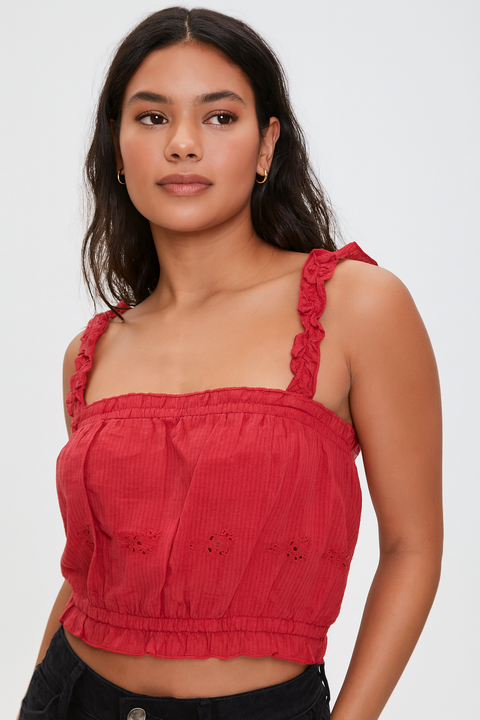 Forever 21 Women's Fuchsia Ruffle Sleeveless Crop Top | Forever 21 In Lebanon