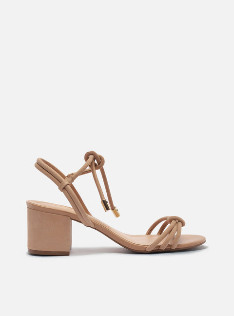 Arezzo Women's Beige Camila Mid Block Nubuck Leather Sandals |Arezzo In Lebanon