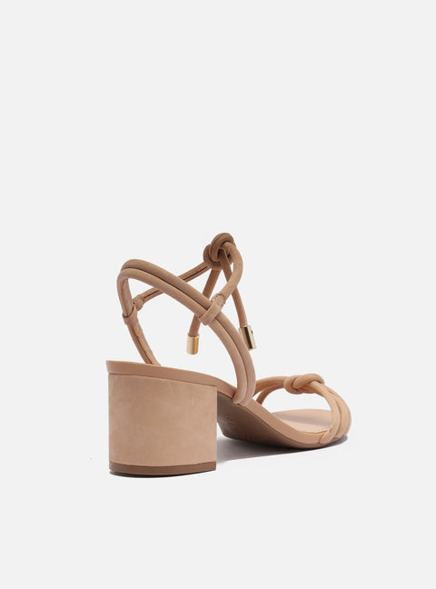 Arezzo Women's Beige Camila Mid Block Nubuck Leather Sandals |Arezzo In Lebanon