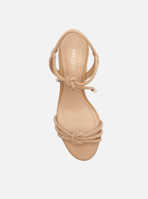 Arezzo Women's Beige Camila Mid Block Nubuck Leather Sandals |Arezzo In Lebanon