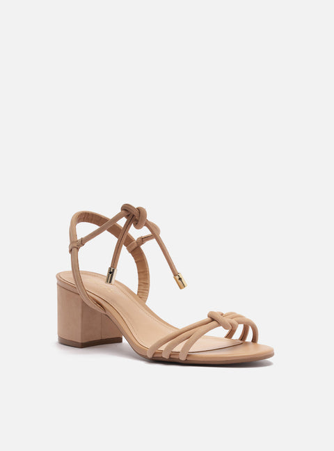 Arezzo Women's Beige Camila Mid Block Nubuck Leather Sandals |Arezzo In Lebanon