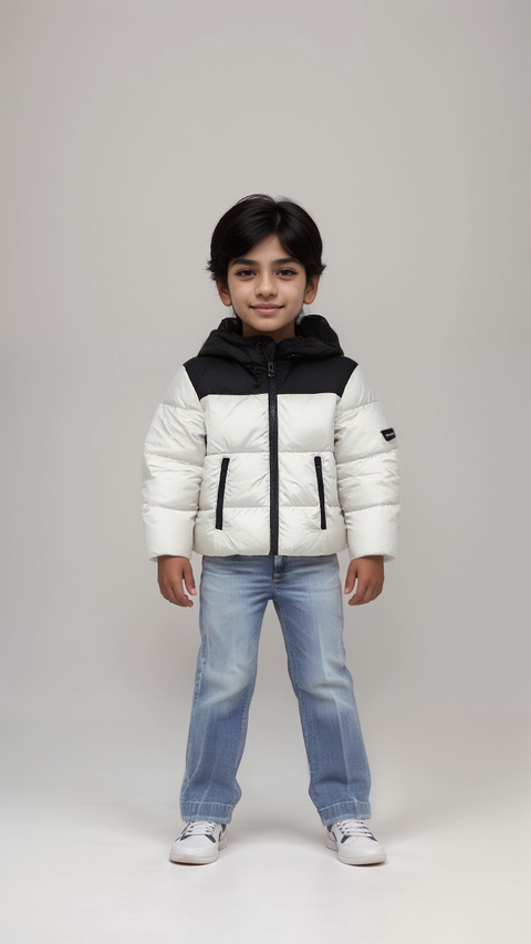 Terranova Boy's Puffer Black And White Jacket  | Terranova In Lebanon