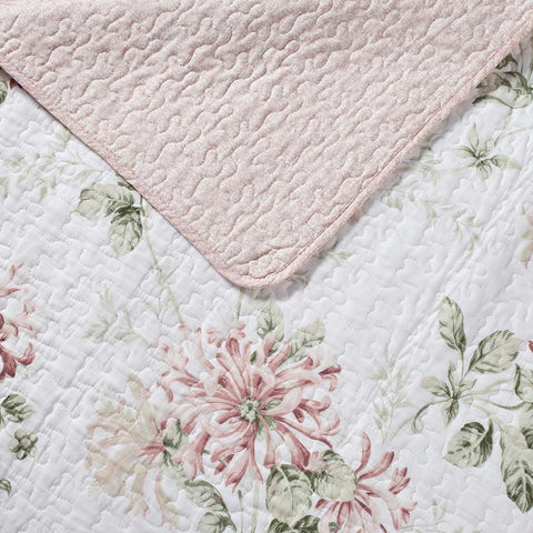 Laura Ashley Home Floral Full/Queen Quilt Set Cotton Reversible Bedding with Matching Sham|Laura Ashley In Lebanon