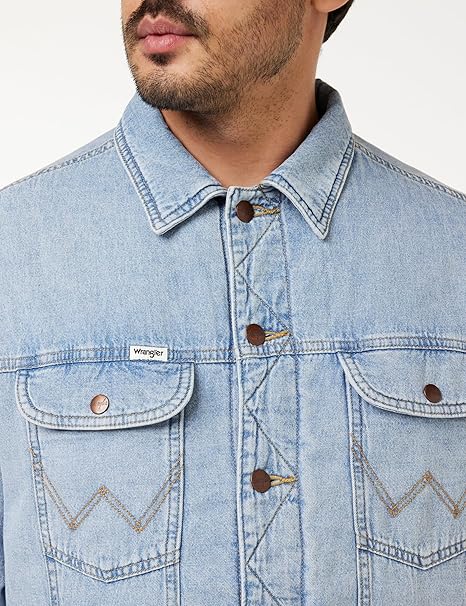 Wrangler Men's Blue Denim Puffer Jacket | Wrangler In Lebanon