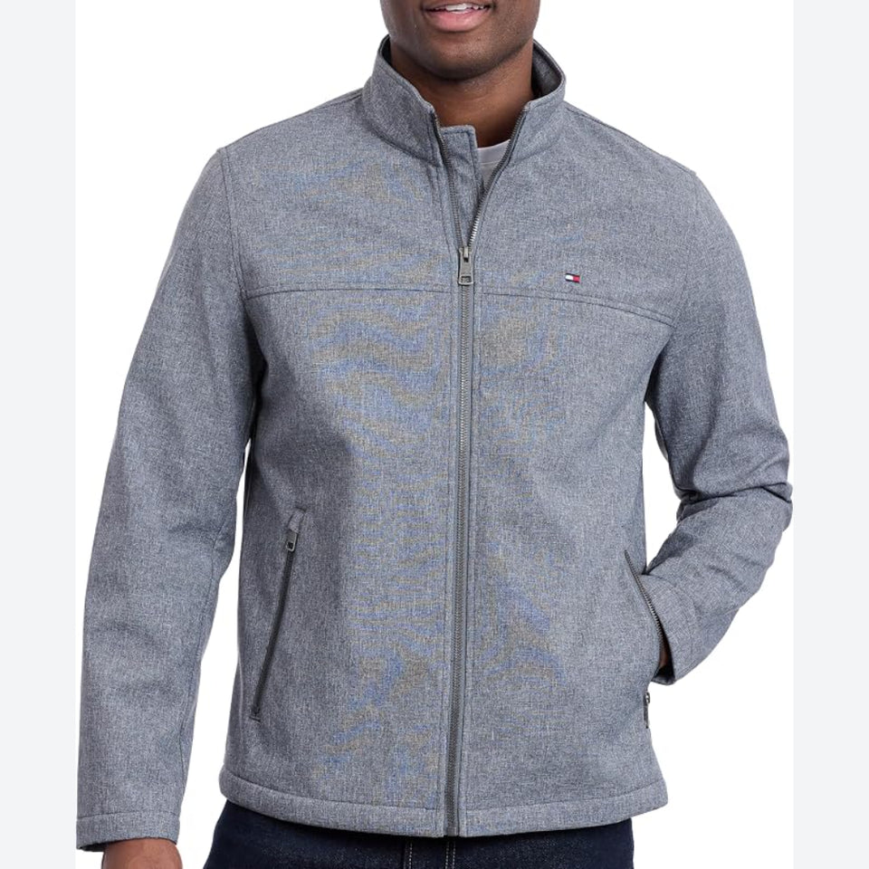 Tommy Hilfiger Men's Grey Stand Collar Softshell Jacket