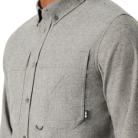 BASS OUTDOOR Men's Grey Heathered Flannel Button Down Shirt | BASS OUTDOOR In Lebanon