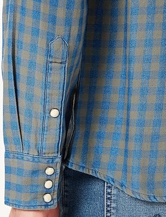 Wrangler Men's Green & Blue LS Western Shirt | Wrangler In Lebanon