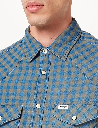 Wrangler Men's Green & Blue LS Western Shirt | Wrangler In Lebanon