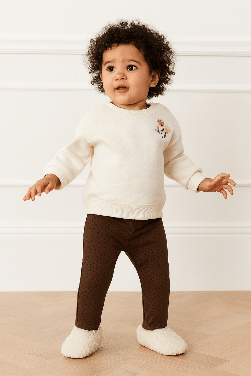 POMPdeLUX Baby Girl's Dark Purple Dotted Trousers | POMPdeLUX in Lebanon