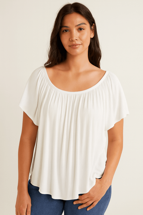 Mango Women's White Off-Shoulder Short-Sleeve T-Shirt | Mango in Lebanon