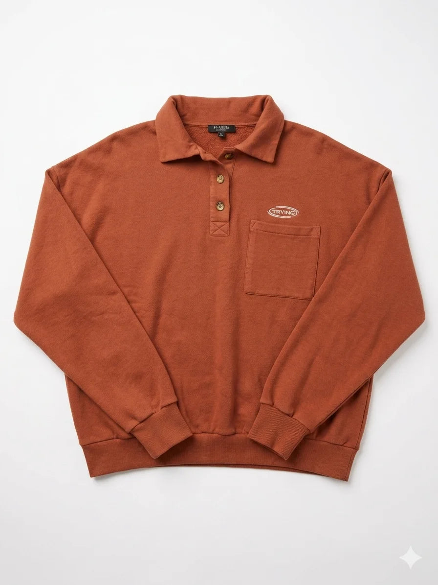 Fmoda Men's Brick Polo Neck Sweatshirt | Fmoda In Lebanon