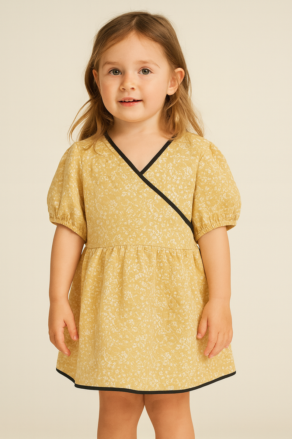 POMPdeLUX Girl's Yellow Long-Sleeve Dress |POMPdeLUX in Lebanon