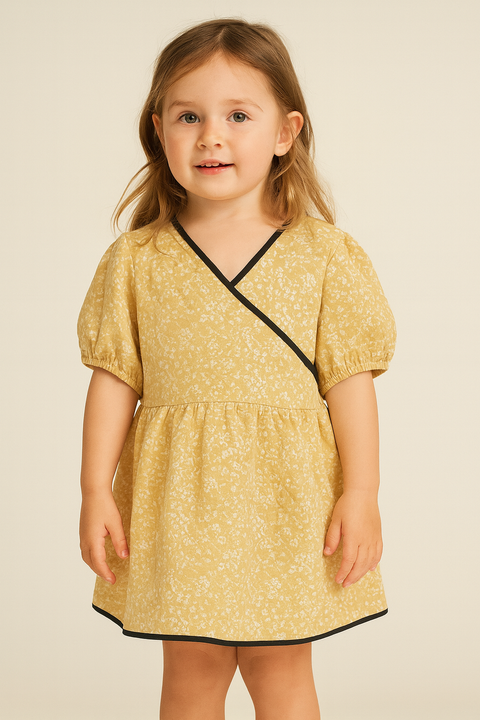 POMPdeLUX Girl's Yellow Long-Sleeve Dress |POMPdeLUX in Lebanon