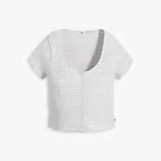 Levi's Women's Blue Short Sleeve Britt Snap Front T-shirt | Levi's In Lebanon