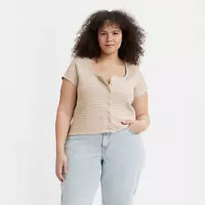 Levi's Women's Blue Short Sleeve Britt Snap Front T-shirt | Levi's In Lebanon