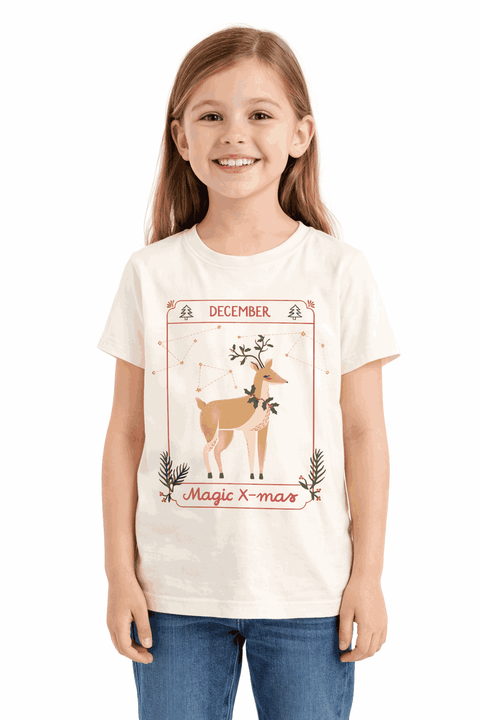 Sinsay Girl's Beige Christmas Printed Crew Neck T-Shirt|Sinsay In Lebanon