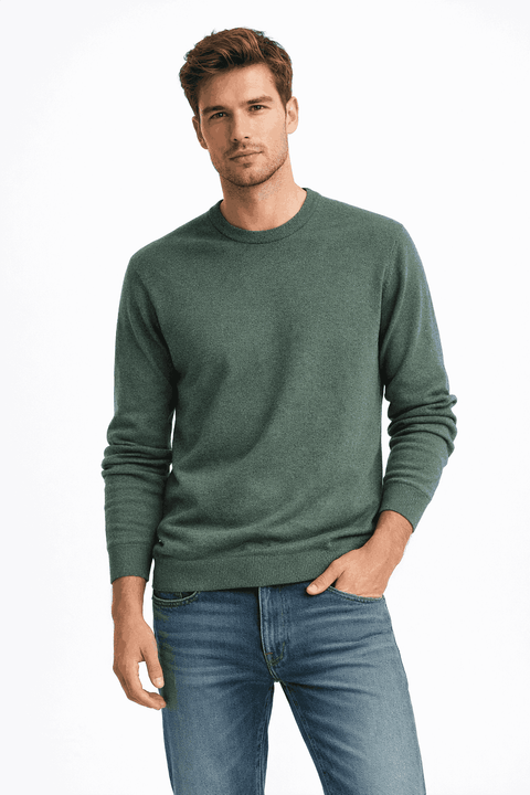 Celio Men's Olive Green Plain Crew Neck Sweater|Celio In Lebanon