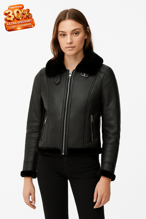 Inside Outdoor Women's Black Leather Jacket | Inside Outdoor In Lebanon