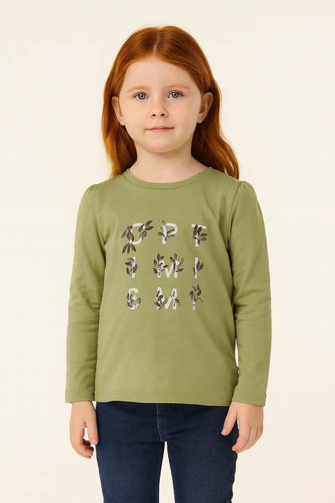 POMPdeLUX Girl's Light Green Long-Sleeve Blouse |POMPdeLUX in Lebanon