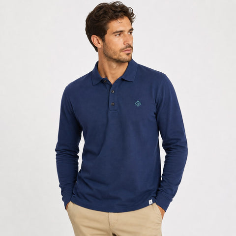RLS Men's Navy Logo Long Sleeve Polo Shirt | RLS In Lebanon