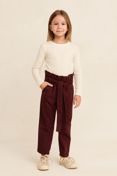 POMPdeLUX Girl's Burgundy  Organic Trousers |POMPdeLUX in Lebanon