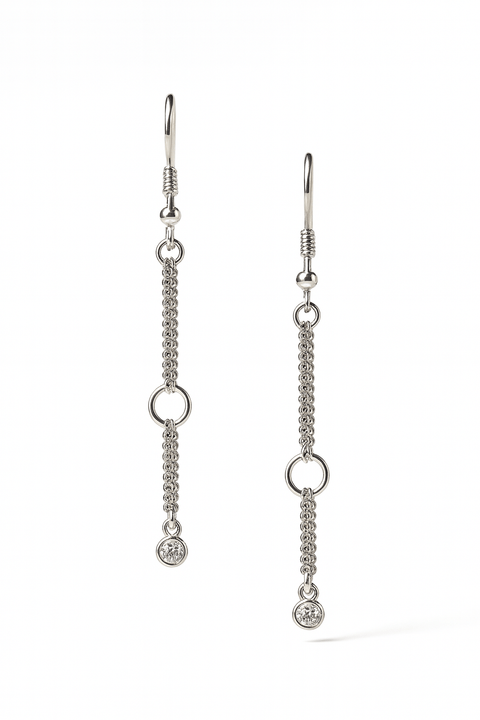 Nadri Women's Silver Long Hoop & Chain Earrings | Nadri In Lebanon