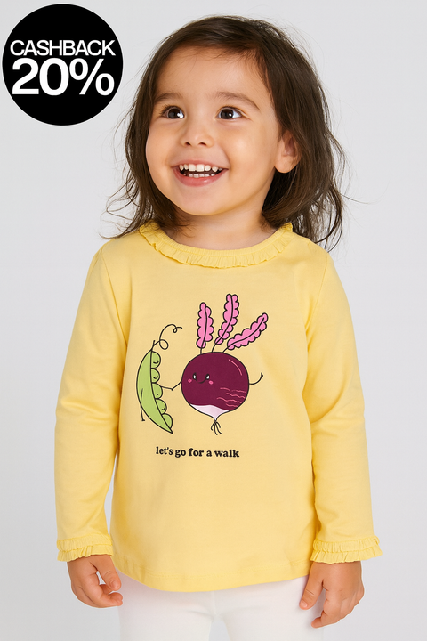 Sinsay Baby Girl's Yellow Round Neck Long Sleeve Blouse | Sinsay In Lebanon