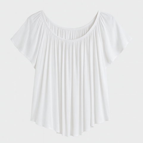 Mango Women's White Off-Shoulder Short-Sleeve T-Shirt | Mango in Lebanon