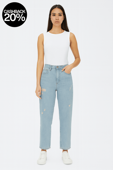Forever 21 Women's Light Blue High Rise Straight Leg Jeans | Forever 21 In Lebanon