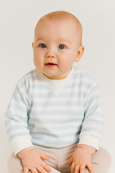 Reserved Baby Boy's Light Blue Oversized Stripe Sweatshirt | Reserved In Lebanon